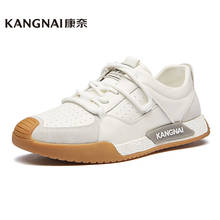 KANGNAI Men's Sneakers Cow Leather Patchwork Lace-Up Sports Shoes Spring Summer Lightweight Footwear Men Casual Shoes 2024 - buy cheap