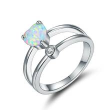 Charm Heart Ring Simple Women Imitation Fire Opal Ring For Women Accessories Fashion Jewelry Wedding Engagement Girl Gift 2024 - buy cheap