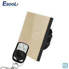 Esooli стандарт ЕС умный дом беспроводной пульт дистанционного управления Сенсорный выключатель 2 банды настенный светильник светодиодный сенсорный выключатель с пультом дистанционного управления 2024 - купить недорого