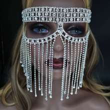 Fringe Necklace Rhinestone Collar Tassel Choker Scarf  Trendy Crystal Dangle Club mask Party Fashion Jewelry For Women 2024 - buy cheap