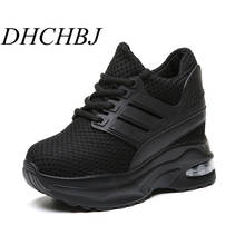 New Thick Heel Platform Shoes Women Net Surface Casual Wild Shoes Lace-up Breathable Sneakers Wedge Air Cushion Sneakers 2024 - buy cheap