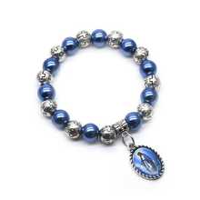 QIGO Religious Jewelry Virgin Pendant Vintage Plastic Cross Beads Pearl Strand Bracelet For Men Women 2024 - buy cheap