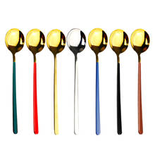 7pcs/set 304 Stainless Steel Korean Spoon Long Handle Creative Tableware Dessert Spoon Spoon Home Eating Spoon Stirring Rod 2024 - buy cheap