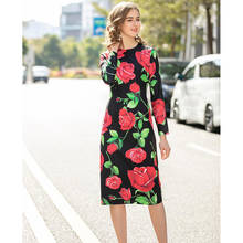 Women Runway Dress 2020 High Quality Spring Summer O-Neck Long Sleeve Printed Casual Dresses Vestidos NP0901N 2024 - buy cheap