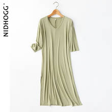 2020 Summer Modal V-neck Sleepwear Women's Simple Solid Color Night Dress All-match Casual Plus Size Nightgowns Sexy Clothes 2024 - buy cheap