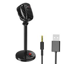 Настольный микрофон в винтажном стиле, универсальный USB-микрофон 3,5 мм, микрофон для встреч и игр в офисе, профессиональный фон 2024 - купить недорого