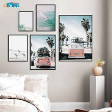 Scandinavian Tropical Landscape Posters And Prints Beach Bus Canvas Painting Wall Art Picture For Living Room Nordic Home Decor 2024 - buy cheap
