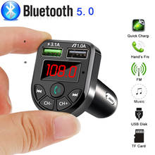 Беспроводной ЖК-дисплей Bluetooth 5,0 автомобильный fm-передатчик MP3 плеер Hands Free радио адаптер автомобильный комплект USB зарядное устройство Aux аудио 2024 - купить недорого
