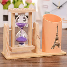 Hourglass Sand Timer Sand Clock with Pen Holder Makeup Brush Organizer Pencil Holder Stand for Home, Desk, Office Decoration 2024 - buy cheap