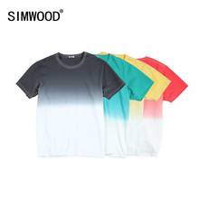 SIMWOOD 2021 летняя новая футболка с красителем контрастного цвета 100% хлопковые топы Повседневные Дышащие футболки размера плюс SI980533 2024 - купить недорого
