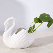 Home Garden White Swan Ceramic Flower Pot Miniature Model Candlestick Photography Props Artware Office Desktop Decor Planter 2024 - buy cheap