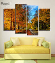 4Pieces Cuadros Wall Art Autumn Tree Oil Painting On Canvas Paintings By Numbers Pictures Home Decor Living Room Unframed 2024 - buy cheap