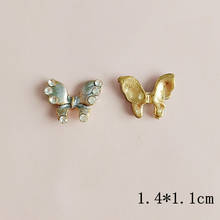 Acessórios de joias faça você mesmo de liga metálica 14*11mm, revestimento fino de borboleta com strass em cristal, 10 peças 2024 - compre barato