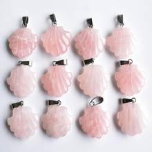 2020 new fashion assorted natural pink stone carved flower charms pendants for jewelry marking 12pcs/lot Wholesale 2024 - buy cheap