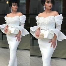 SuperKimJo 2020 Abendkleider Muslim Evening Dresses Long Beaded Mermaid Elegant White Evening Gown Vestidos Largos 2024 - buy cheap
