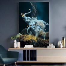 Imagem de elefante geotéreo, arte em tela para parede, pintura a óleo, pôster e impressões, arte abstrata para sala de estar, decoração de casa 2024 - compre barato