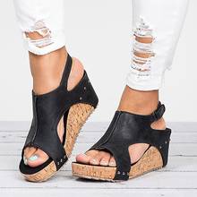 Sandalias de verano para mujer, zapatos con correa de hebilla, cuñas de plataforma de ocio, tacones altos, talla grande 35-43 2024 - compra barato