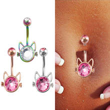 1pc Cat Navel Ring Belly Button Rings Piercing Stainless Steel Ombligo Party Bar Stud Barbell Sexy for Women Body Jewelry 14G 2024 - buy cheap