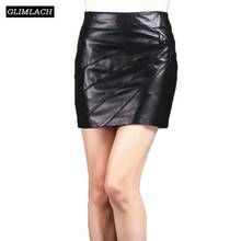 Office Lady Black Sexy Mini Skirts Genuine Leather Fashion Women Work Pencil Skirts High Quality Soft Sheepskin Leather Skirts 2024 - buy cheap