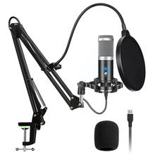 Microfone condensador usb profissional para jogos, microfone profissional com suporte para microfone, para laptop, estúdio, gravação de voz, karaokê 2024 - compre barato