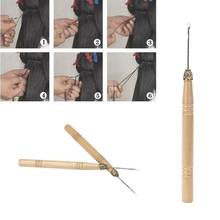 New Wood Handle Crochet Needle Wig Hair Extension Threader Pulling Knitting Tool 2024 - buy cheap