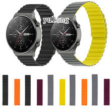 20mm 22mm pulseira de silicone para huawei relógio gt3 gt2 42mm 46mm 2e gt 2 pro honor magicwatch pulseira de loop magnético 2024 - compre barato