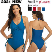 2021 novo maiô sólido plus size uma peça de banho natação beachwear preto azul empurrar para cima grandes ternos plussize 2024 - compre barato