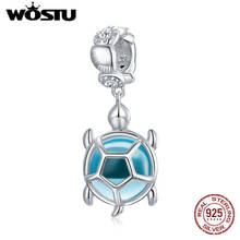 Wostu Beads 100% 925 Sterling Silver Blue Turtle Pendant Charm fit Original Silver DIY Bracelet Women Making Jewelry DXC1804 2024 - buy cheap