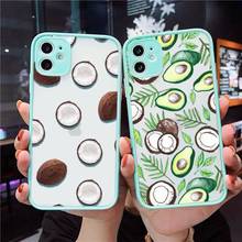 Funda de teléfono de fruta de coco de verano, cubierta transparente mate para iphone 7, 8, 11, 12 plus, mini, x, xs, xr pro max 2024 - compra barato