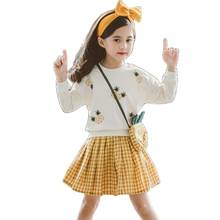 2pcs/set Baby Child Outfits Long Sleeve Pineapple Hoodies+Plaid Skirt Korean Children's Girl Kids Back To School Clothing Suit 9 2024 - buy cheap