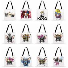 French Bulldog Gifts Watercolor Art Print Tote Bag Women Casual Tote Ladies Shoulder Bag Foldable Shopping Bag Outdoor Beach Bag 2024 - buy cheap