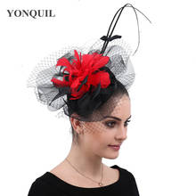 Chapéu do vintage hairpain chique fascinator feminino pena acessórios para o cabelo nupcial cocktail festa de casamento igreja headwear headbands 2024 - compre barato