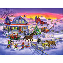 5d diy pintura de diamante feliz natal mosaico bordado paisagem inteiramente quadrado broca redonda artesanato suprimentos decoração de casa aa2280 2024 - compre barato