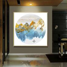 Moderno novo estilo chinês golden peak pássaro impressão da arte da lona parede cartaz pintura da lona sala de estar lienzos cuadros decorativos 2024 - compre barato