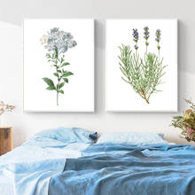 Póster retro de planta de lavanda para decoración del hogar, cuadro sobre lienzo para pared con estampado de flores azules y grafito 2024 - compra barato