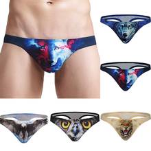 Sexy Men G string Briefs 3D Animal Print U Convex Bulge Pouch Low Rise Thong Men G-String Mens Thong Bikini Briefs Gay underwear 2024 - buy cheap