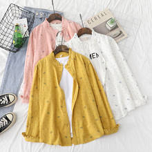 Blusa de manga larga con botones para mujer, camisa con estampado de lunares y corona, color blanco, para otoño, 2020 2024 - compra barato