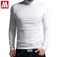 HOT SALE 2021 New Fashion Brand High-necked Collar Slim Fit Long Sleeve T Shirt Men Trend Casual Men T-Shirt Cotton T Shirts 3XL 2024 - buy cheap