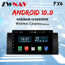 Zwnav-gps automativo com android 10.0, px6, rádio estéreo, multimídia, tela de navegação, unidade principal usb, bmw x5, e53, e39 2005-2016 2024 - compre barato