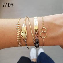 YADA-Conjunto de 5 unids/set de pulseras y brazaletes de hojas de Color dorado para mujer, joyería de cristal de la amistad, BT200003 2024 - compra barato