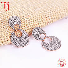 TKJ Fine Jewelry Rose Color Big Earring Hoops 925 Sterling Silver AAA+ Zircon Women's Round Dangle Earrings 2024 - buy cheap
