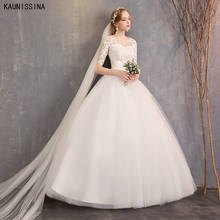 KAUNISSINA Cheap Wedding Dresses Half Sleeves Lace Appliques Ball Gown Bridal Dress Women Bride Vestidos De Novia Custom Size 2024 - buy cheap