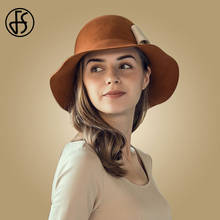 Женская фетровая шляпа-«Колокол» FS, однотонная шерстяная шляпа-«Колокол» с широкими полями, в винтажном стиле, для торжественных случаев, синего, оранжевого, розового цветов, на зиму, 2019 2024 - купить недорого