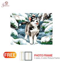 Completo diamante quadrado 5d diy huskies em neve pintura de diamante ponto cruz embutido presente animal de estimação cachorro arte 2024 - compre barato