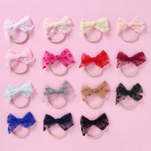 30pc/lot 3" Baby Lace Bows with Nylon Headband or Clips,Kids Girls Dot Lace bow Baby Headbands Hairpins Girls Hair Accessories 2024 - buy cheap