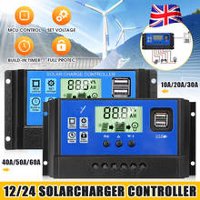 60A/50A/40A/30A/20A/10A 12V 24V Auto Solar Charge Controller PWM Controllers LCD Dual USB 5V Output Solar Panel PV Regulator 2024 - buy cheap