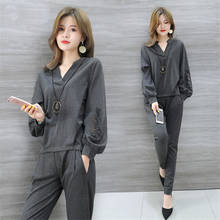 2 Piece Set plus Large Size Women tracksuit matching outfits Tops Pants Autumn Winter Casual Office Suits Elegant Work Clothing 2024 - buy cheap