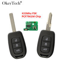 Okeytech 3 Buttons 433Mhz With PCF7961M HITAG AES 4A Chip Replacement Remote Car Key For Renault Sandero Megane Duster Logan 2024 - buy cheap