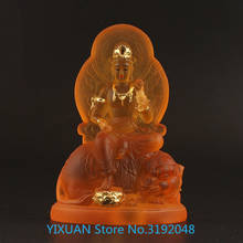 Estatua del pequeño Buda de manjuri puxian, decorada con esmalte de agua y oro 2024 - compra barato