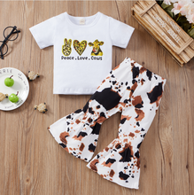 2 Pieces Kids Suit Set Letter Print O-Neck Short Sleeve Tops+ Tie-Dyed Flared Trousers For Girls 6 Months-4 Years 2024 - buy cheap